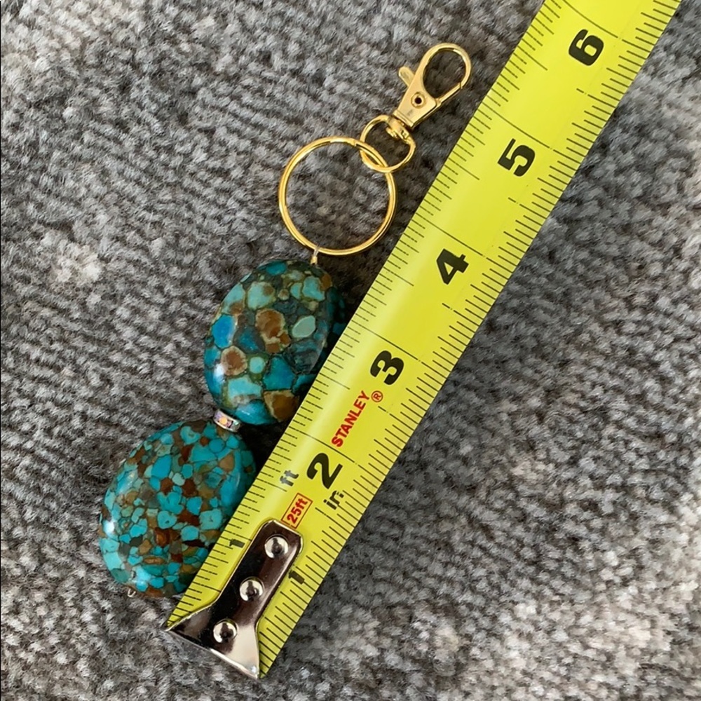💕x2HP💕Green and Blue Agate beaded keychain - Picture 7 of 7